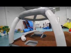 3.4x3.4m Đài bơi nổi có thể bơm lên Công viên nước Đảo nghỉ ngơi có thể bơm lên với lều bóng
